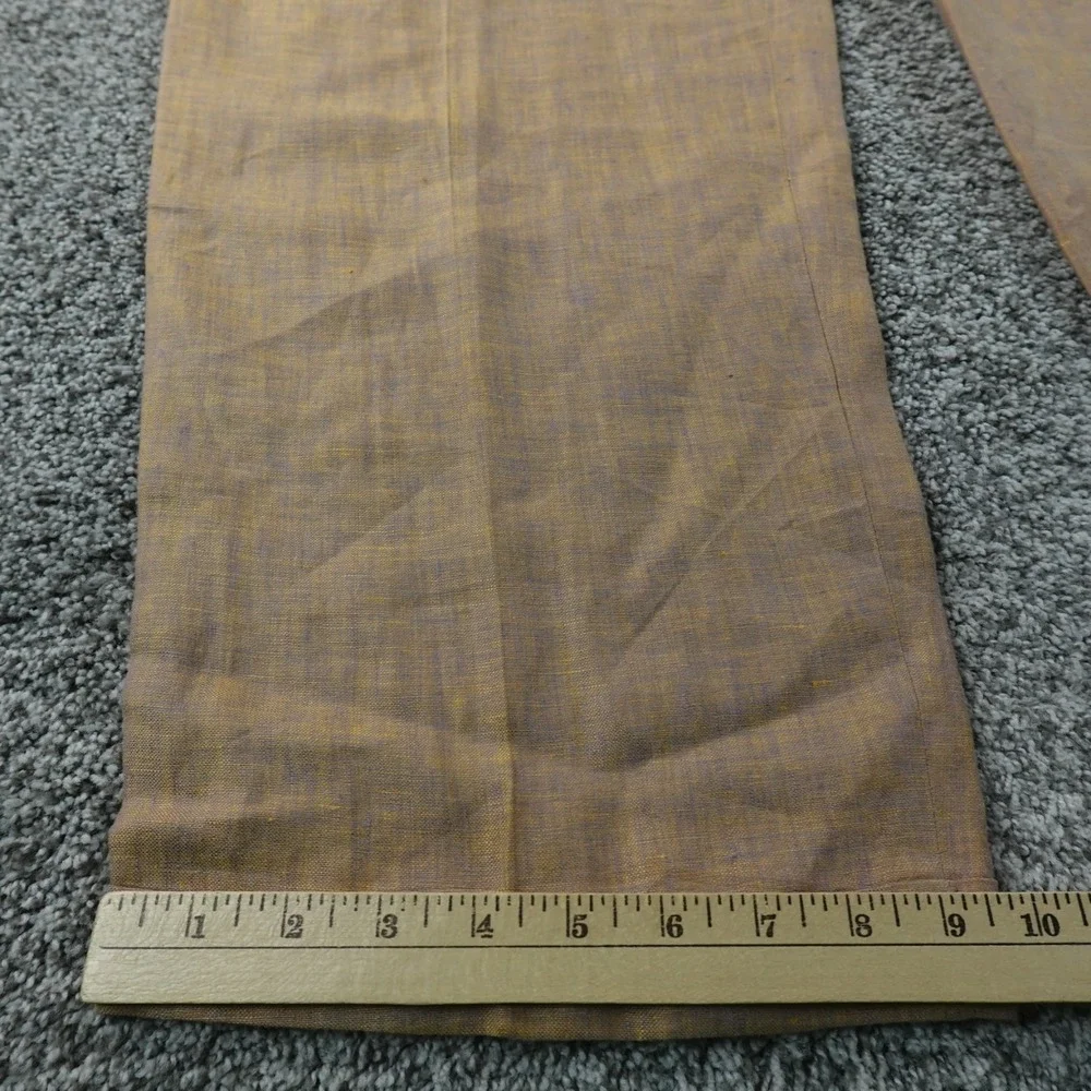Inserch Pants Mens 40 Beige Orange Linen Pleated Trouser Dress Slacks Cuffed USA
